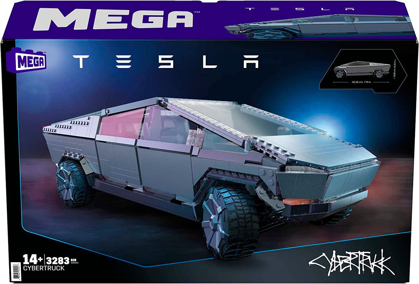 MEGA Construx Tesla Cybertruck mit 4 Türen, Schiebedach zum öffnen und höhenverstellbarer Federung