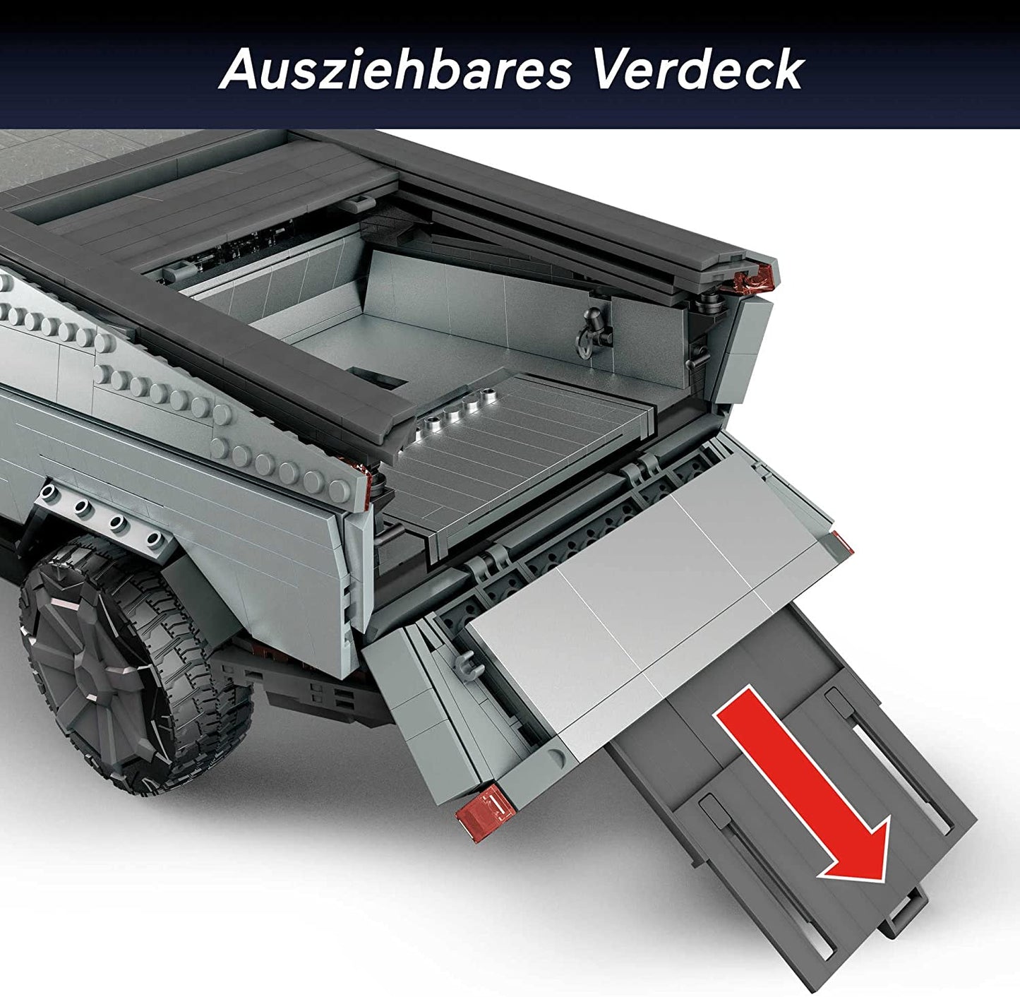 MEGA Construx Tesla Cybertruck mit 4 Türen, Schiebedach zum öffnen und höhenverstellbarer Federung