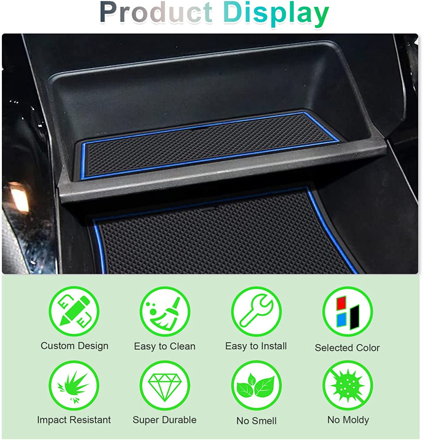 Antirutschmatten für Mittelkonsole, Getränkehalter usw. Komplettset 6-teilig - Peugeot e-208 (BJ 2019-heute)