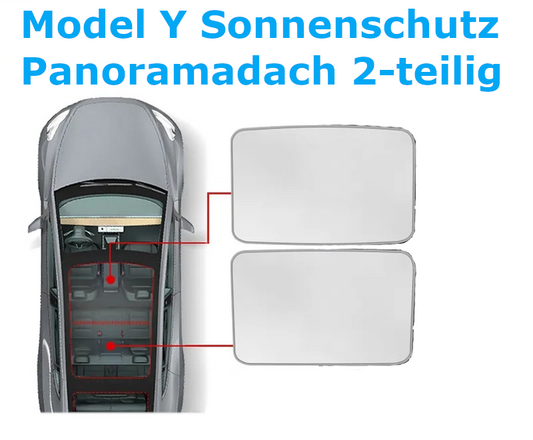 Sonnenschutz / UV-Schutz für Panorama- / Glasdach 2-Teilig - Tesla Model Y (BJ 2020-heute)
