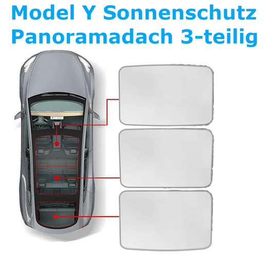 Sonnenschutz / UV-Schutz für Panorama- / Glasdach 3-Teilig - Tesla Model Y (BJ 2020-heute)